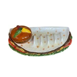 World Bizarres Inc Colorful Ceramic Taco and Tray